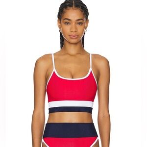 NEW Beach Riot Eva Bikini Top Red White Blue Revolve Size XL American NWT